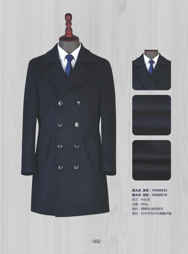 50 wool double breasted Navy coat