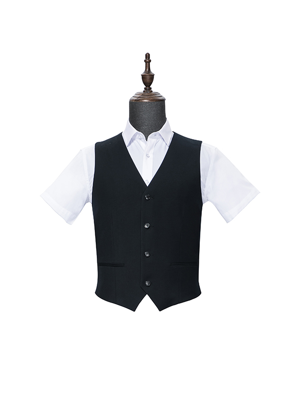 Four button black vest for men