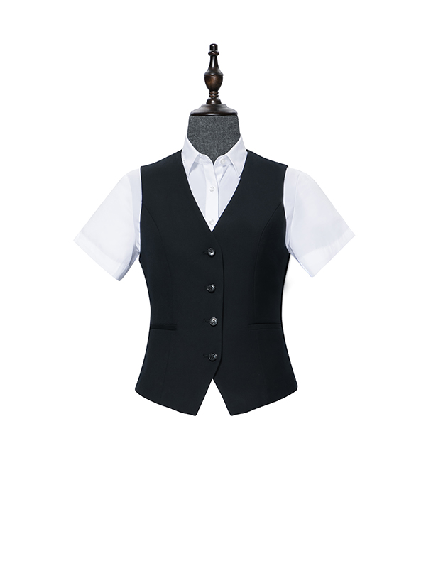 Four button black vest for women