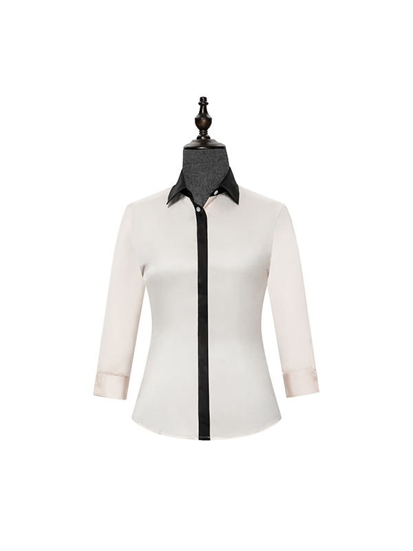 Womens shirt with side contrast Beige