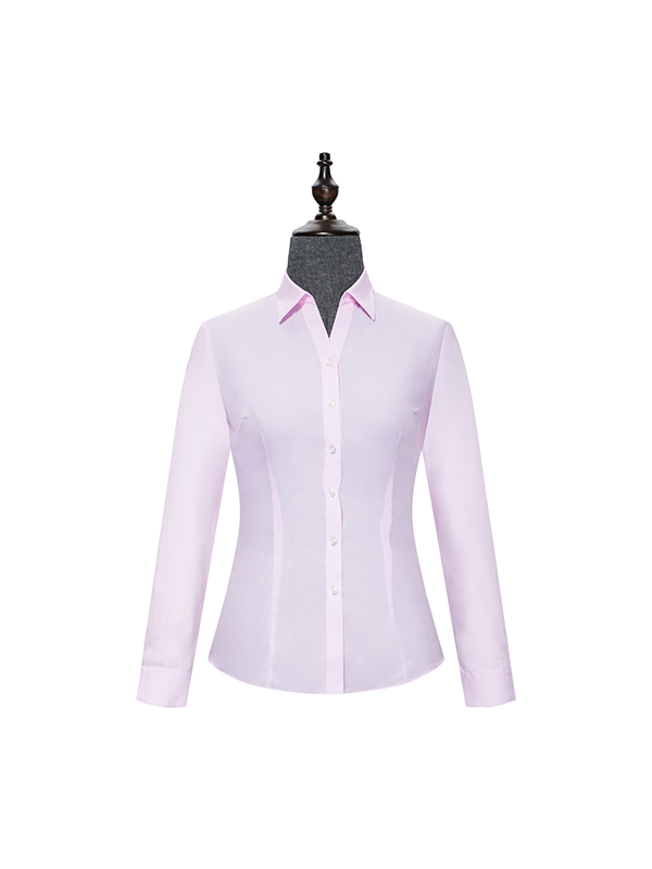 Pink womens V-neck shirt with long sleeves