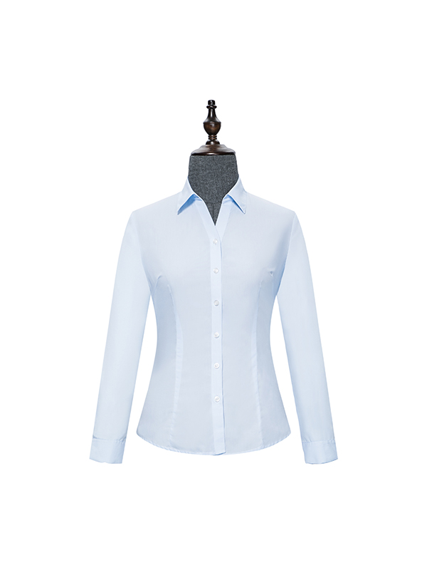 Light blue V-neck womens long sleeve shirt