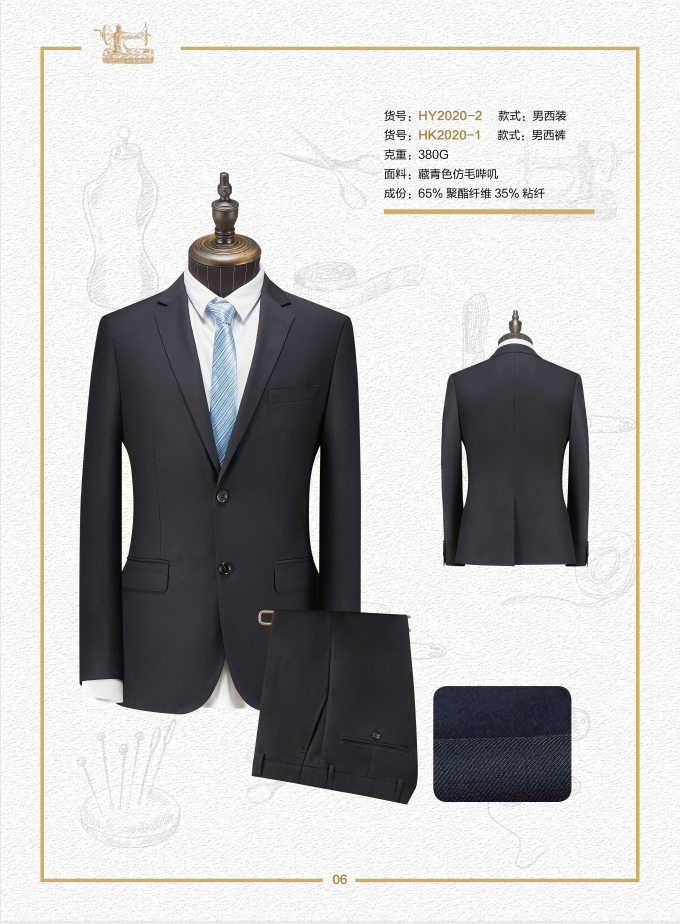 Suit with two buttons in navy blue for men