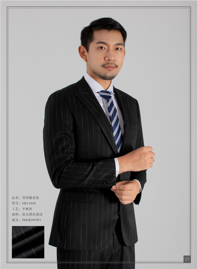 Mens black striped suit