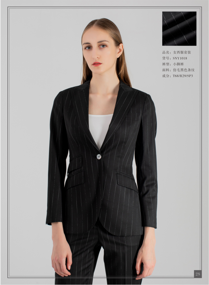 Womens black striped suit