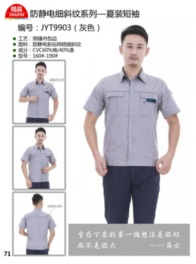 Antistatic fine Twill Short Sleeve work clothes