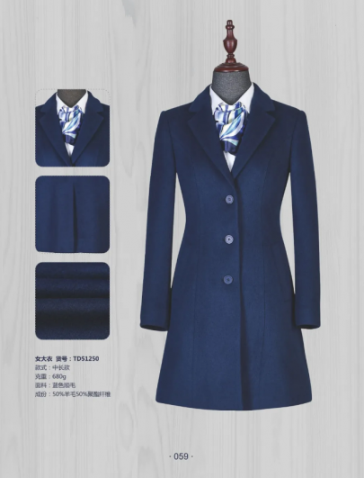 50 wool blue medium length coat