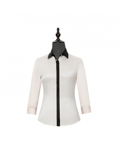 Womens shirt with side contrast Beige