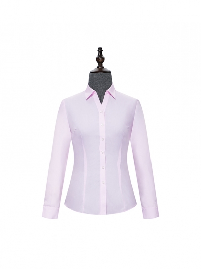 Pink womens V-neck shirt with long sleeves