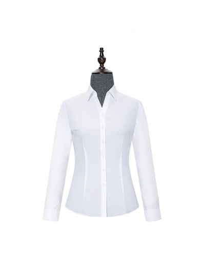 White V-Neck womens long sleeve shirt