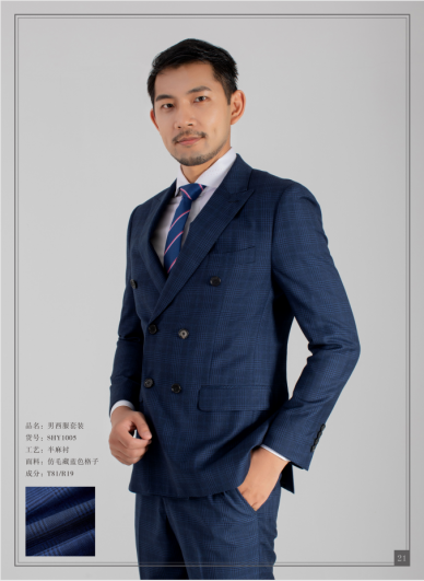 Mens navy plaid suit